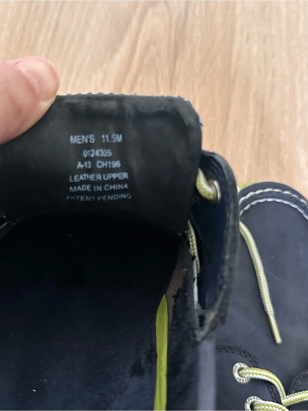Sperry Navy Boat Shoes with Lime Green Accents